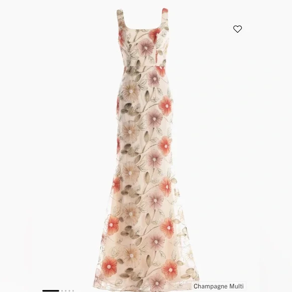 Dress the Population Tyra Floral Embroidered Gown, Small